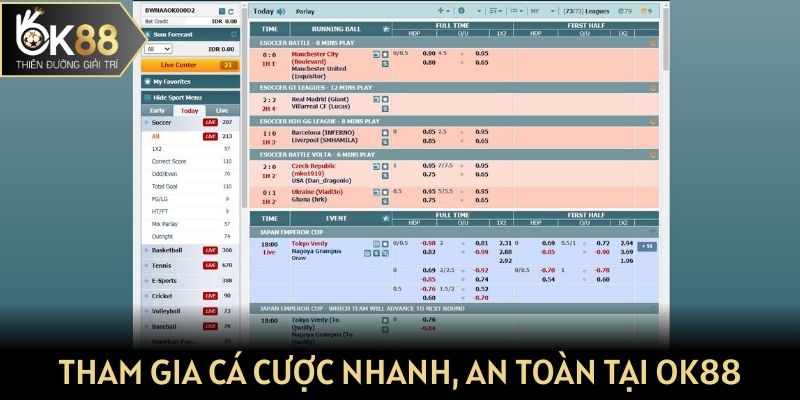Tham gia cá cược nhanh, an toàn tại OK88